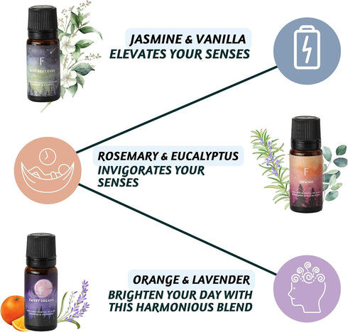Folkulture Sleep Essential Oils for Diffusers for Home, Pack of 3 Essential Oils Set for Diffusers for Home, 100% Pure Oil Scents- Vanilla Essenti...