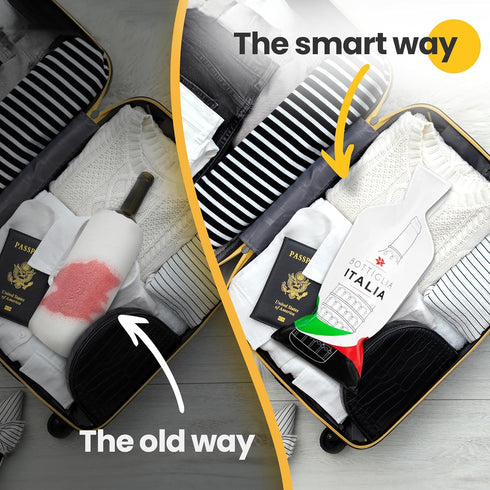 Bottle Italy | Triple-Layer Reusable Wine Travel Protector Sleeves for Glass Bottles | Impact & Leak Resistant | Bag Luggage | Airplane Cruise Car...