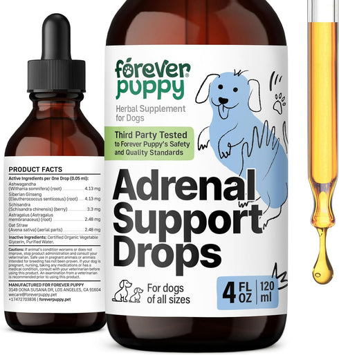 Adrenal Drops for Dogs - Adrenal Wellbeing w/Ashwagandha Liquid Drops - Calming Care for All Breeds & Sizes - Herbal Energy Drops w/Ginseng Root -...