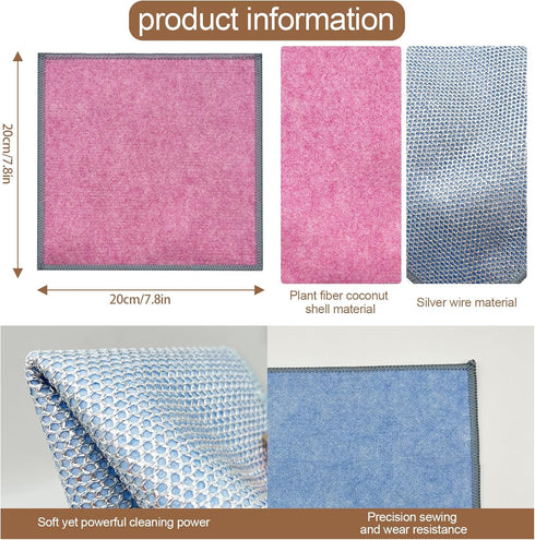 2024 NEW Dish Wash Cloths, Metal Dish Cloth, Non Scratch Wire Dish, Steel Cloth for Dishes, Suitable for Dishes, Sinks, Stoves, Handi Wipes Reusab...