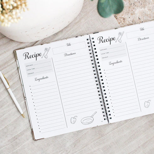 Blank Recipe Book To Write In Your Own Recipes - Family Recipe Journal to Create Your Own Cookbook - 100 Page Empty Spiral Recipe Notebook - Hardc...