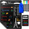 Magnetic Dry Erase Black Menu Board for Fridge (16 x 12"), Weekly Meal Planner Blackboard w/ 4 Neon Chalk Markers & Cloth Eraser, Chalkboard Organ...