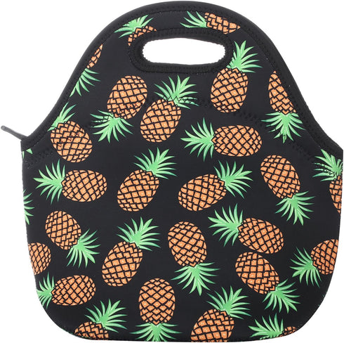 Neoprene Lunch Bag for Kids, Insulated Lunch Box Tote for Women Men Adult Teens Boys Teenage Girls Toddlers (Pineapple Black)...