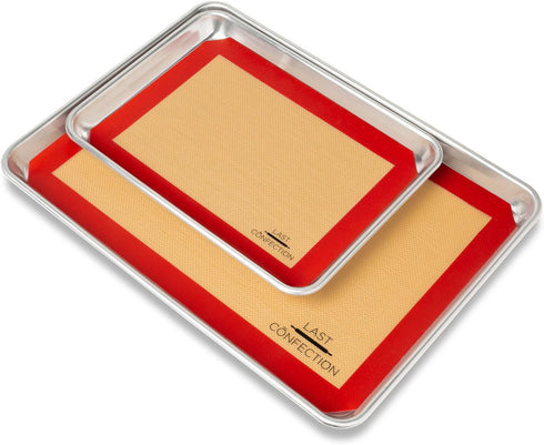 Last Confection Silicone Baking Mat - Set of 3 Non-Stick Professional Food Safe Tray Pan Liners - 2 Half Sheet (11-5/8" x 16-1/2") 1 Quarter Sheet...