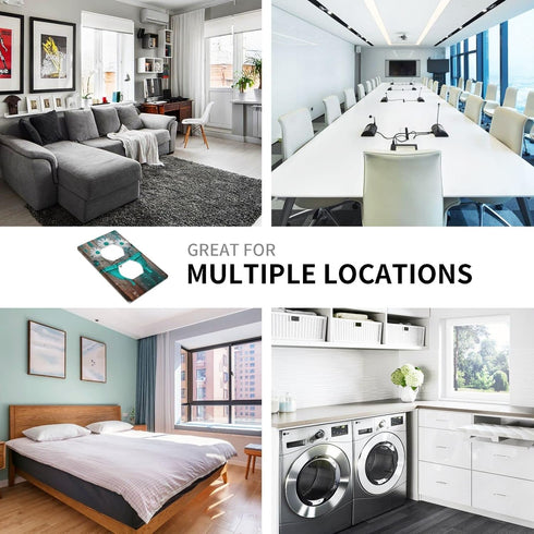 Rustic Teal Single Duplex Receptacle Cover 1 Gang Farmhouse Daisy Outlet Covers Decorative Wall Plates for Home Bathroom, 4.50 x 2.76 Inch...