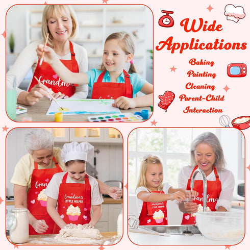 R HORSE Adults Kids Matching Apron Set 2Pcs Grandma and Me Adjustable Kitchen Apron with 2 Pockets Dress up Role Play Toy Matching Apron Gift for ...
