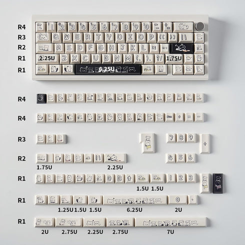 PBT Keycaps Graffiti Cat Keycaps 148 Keys DYE-Sub Custom Keycaps Set, Cherry Profile Keycaps for Cherry Mx Switches ISO ANSI Layout Mechanical Key...