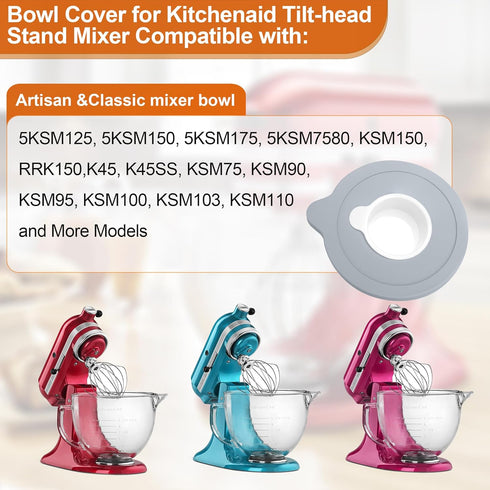 Mixers Bowl Covers for Kitchen aid 5 QT Artisan&Classic Tilt-Head Stand Mixer Bowl, Mixer Accessories and Attachments Mixer Glass Bowl Lid Dishwas...