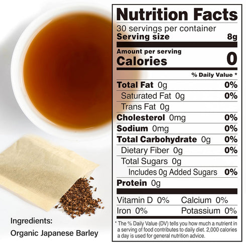 Organic Barley Tea Bags -Caffeine Free & Vegan, 100% Natural Japanese Tea, Sugar Free Mugicha 30 LARGE TEA BAGS?YAMASAN?...