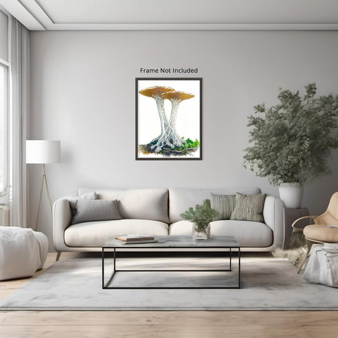 Posterizer 1 pcs-botanical illustration of two parasol mushrooms -2-Floral & Botanical Art-Teachers & Classrooms-Living Room Bedroom Decor- unfram...