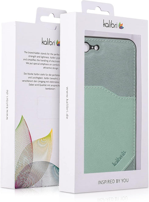 kalibri Hard Case Compatible with Apple iPhone SE (2022) / iPhone SE (2020) / iPhone 8 / iPhone 7 - Case with Card Slot PU Leather Design with TPU...