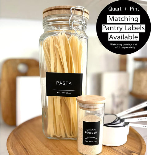160 Spice Jar Labels: Minimalist Matte Black Sticker White Text. Waterproof Stickers. Organization for Jars Bottles Containers Bins. Storage Rack ...