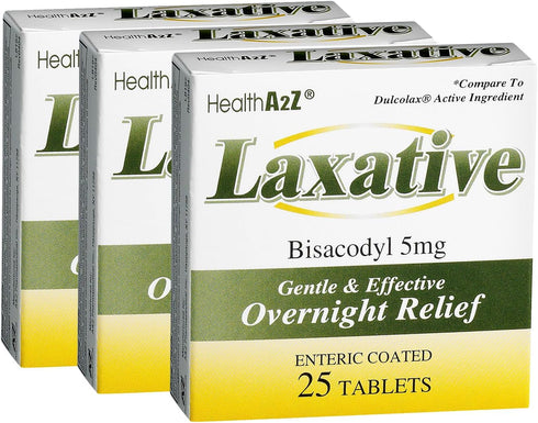 HealthA2Z Laxative Bisacodyl 5mg | Gentle and Fast Overnight Relief for Constipation (75 cout (Pack of 3))...