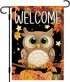 Welcome Fall Owl Garden Flag Autumn Owl Pumpkins Maple Leaves Flag 12×18 Inch Double Sided Vertical Burlap Farmhouse Yard Flag Thanksgiving Holida...