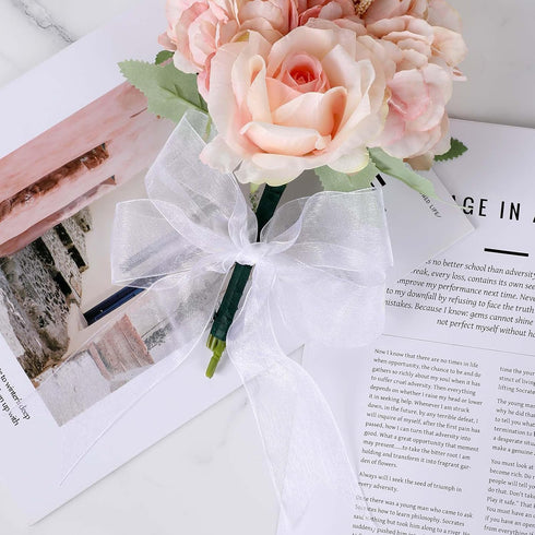 Organza Ribbon White Ribbon Sheer 1.5inch Chiffon Ribbon 50 Yards Tulle Ribbon Gift Wrapping Ribbon Crafts Flower Bouquet Ribbons for Wedding Deco...