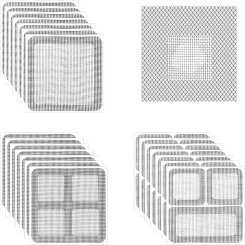 Window Screen Repair Patches Kit, Strong Self Adhesive Screen Door Replacement Repair Tape Suitable for Black or Grey Mesh Window Screen Door Repa...