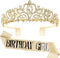 Aprince Birthday Crown & Sash Set, Rhinestone Tiaras and Crowns for Women Girls, Gold Tiara & Sash for Birthday, Prom Photoshoot...