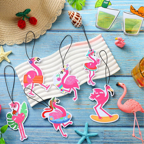 Demissle 24 Pcs Flamingo Air Freshener Flamingo Hanging Long Lasting Car Freshener Scented Tropical Automotive Air Fresheners for Rearview Mirror ...