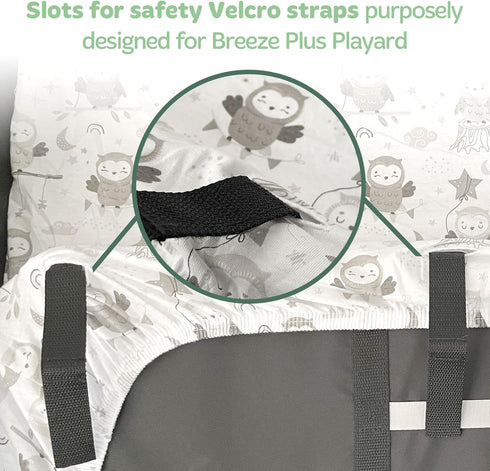 Joey + Joan Pack and Play Sheet Fitted – Compatible with 4moms Breeze Plus Playard & Breeze Go Playard – Fits Up to 30 x 43 Inch Mattress Without ...