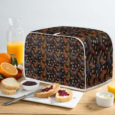 Chicken Hens Pattern Toaster Cover 2 Slice Small Appliance Covers Toaster Cover Kitchen Decor Toaster Bag Dust Cover with Top Handle, M...