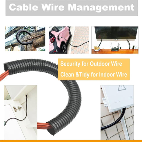 1in-10ft Split Wire Conduit Looms Tube Management Organizer Flexible Cover – Black......