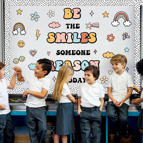 Classroom Bulletin Board Decoration Set Welcome Banner Wall Door Boho Hippie Groovy Classroom Decorations for Kindergarten Preschool Elementary Mi...