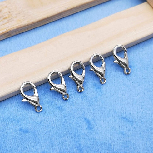 200 Pcs Lobster Clasps Curved (12x6mm) Stainless Steel Lobster Claw Clasps for Bracelet Necklace Jewelry Making Findings Fastener Hook(White k)...