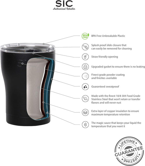Seriously Ice Cold SIC 12oz Insulated Travel Tumbler Mug, Premium Double Wall Stainless Steel, Leak Proof BPA Free Lid (Ice White)...