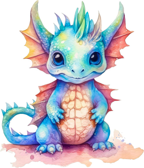 Fabric Panel 8"x8" Baby Dragon 100% Cotton Quilting Panel Square AM1422...