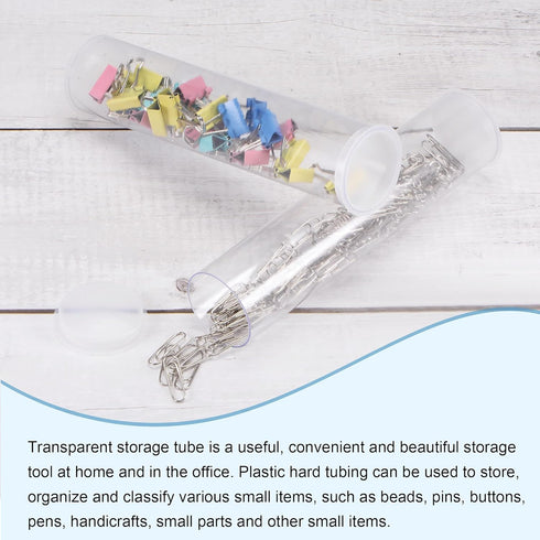 MECCANIXITY Clear Storage Tube 1 5/8"x7.5"(41mmx190mm) Lightweight for Bead Containers, Craft, DIY with White Caps 2 Pack...