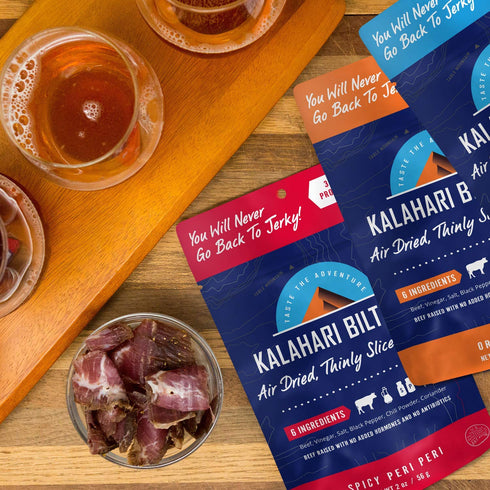 Spicy Peri Peri Kalahari Biltong, Air-Dried Thinly Sliced Beef, 2oz (Pack of 1), Sugar Free, Gluten Free, Keto & Paleo, High Protein Snack...