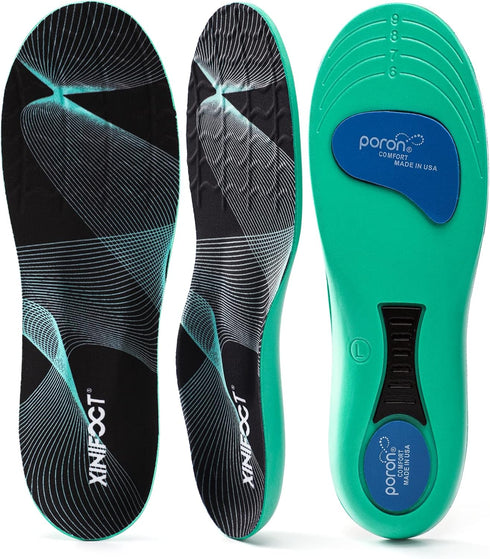 XINIFOOT Sport Insole Shock Absorbing Cushion Shoe Insole for Men & Women, Arch Support Inplantar Fasciitis Pain Relief, Suitable for Sneakers & W...