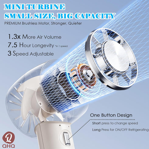 Ice Cooling Handheld Fan, Refrigerating Ice Cooling Pad Built-in Mini Turbine Portable Air Conditioner Fan...