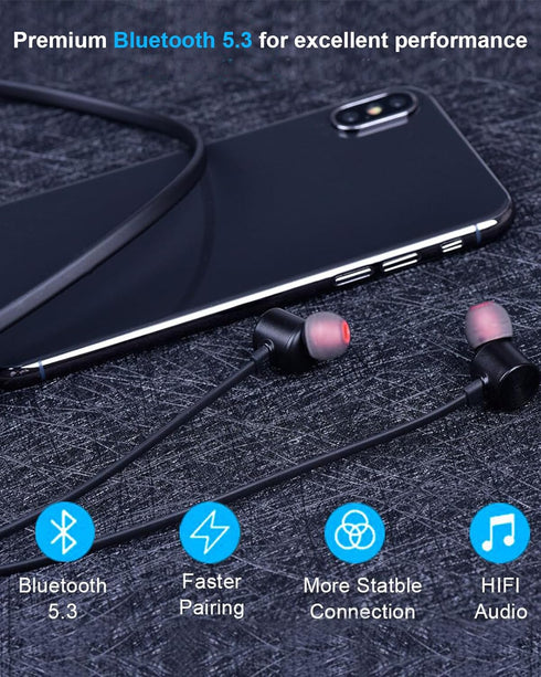 NANAMI Earbuds, Update Bluetooth Wireless Headphones, IPX7 Waterproof, in-Ear Earphones with Mic, Magnetic Neckband, HiFi Stereo Deep Bass Noise C...