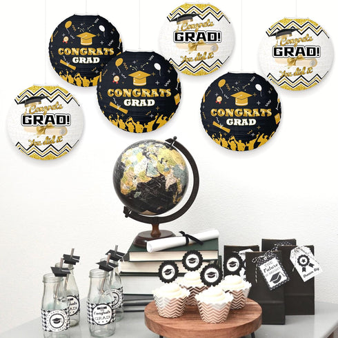 6 PCS Paper Lanterns for Graduation Season,School Graduation Decorations Paper Lantern with Congrats Grad Letter Print,Hanging Paper Lantern Party...