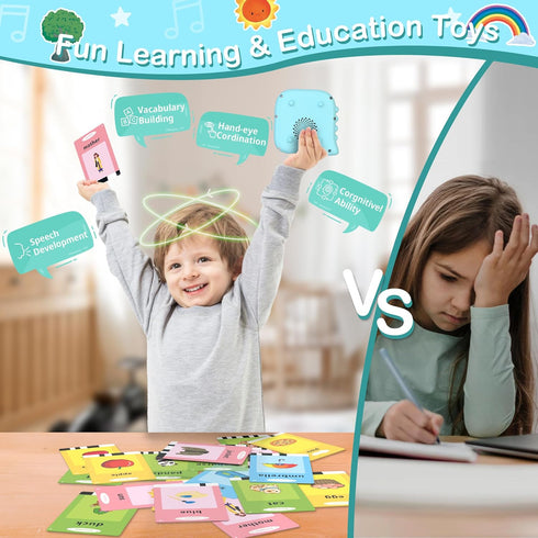 Talking Flash Cards-Toddler Toys for 1 2 3 4 5 Years Old Boys Gift, 384 Words Pocket Speech Toddler Learning Toys, Sensory Toys for Kids with Auti...