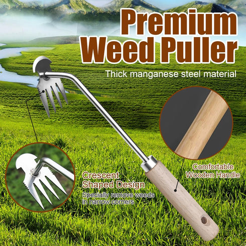 Weeder - Manual Weed Puller Tool, Uprooting Weeding Remover Tool, 4-Claw Steel Head Hand Garden Weeder Tool Easily Remove Weeds for Otted Plants, ...