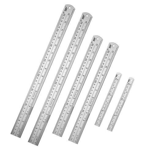 ZZTX Metal Ruler Stainless Steel Ruler Straight Edge Measuring Tool 6 Inch +12 Inch + 16 Inch 6 Pack Set...