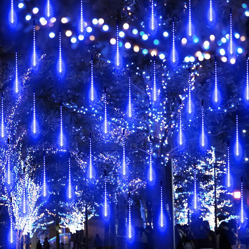 Aluan Christmas Lights Outdoor Meteor Shower Rain Lights, 40cm/16inch 10 Tubes 360 LEDs Waterproof Falling Rain Hanging Lights with UL Plug for Ch...