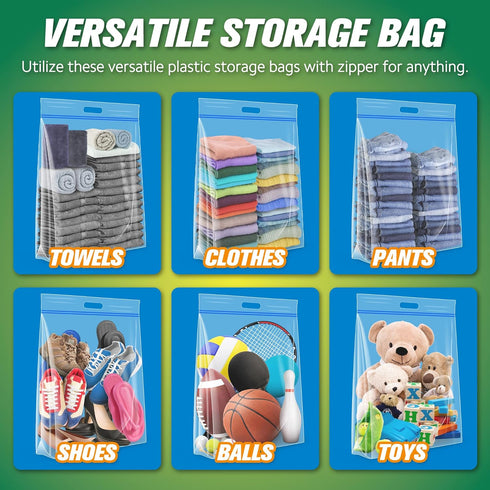 HIBAG 25 Gallon Jumbo Storage Bags, 35” x 24” Resealable Ziplock Clear Bags with Handle, Extra Large XL Heavy Duty for Clothes Pillow Travel Movin...
