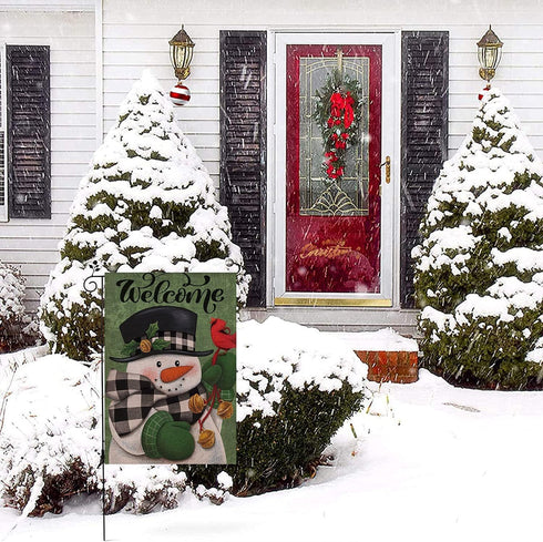 Christmas Welcome Garden Flag Floral Double Sided Vertical Rustic Farmhouse Yard Seasonal Holiday Outdoor Decor 12×18 Inch Y001...