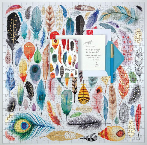 Galison Feathers 500 Piece Jigsaw Puzzle for Adults and Families, Bird Feather Foil Puzzle with 500 Pieces and Bird Feathers from Around The World...