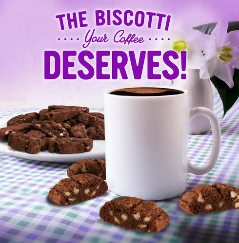 Cooper Street Twice Baked Brownie Chocolate Biscotti Cookies - Light and Crispy Coffee Cookie Bites - Traditional Low Calorie Italian Snacks for A...