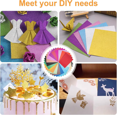 40 Sheets 20 Colors Glitter Cardstock, BetyBedy Cricut Paper Cardstock, No-Shed Sparkly Glitter, A5 Glitter Paper for Arts and Crafts - Card Makin...