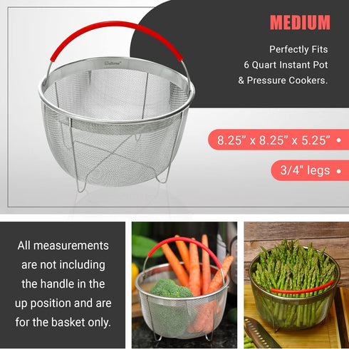Original Salbree Steamer Basket for 6 qt quart Instant Pot Accessories, Stainless Steel Strainer and Insert fits IP Insta Pots, Instapot, Other Pr...