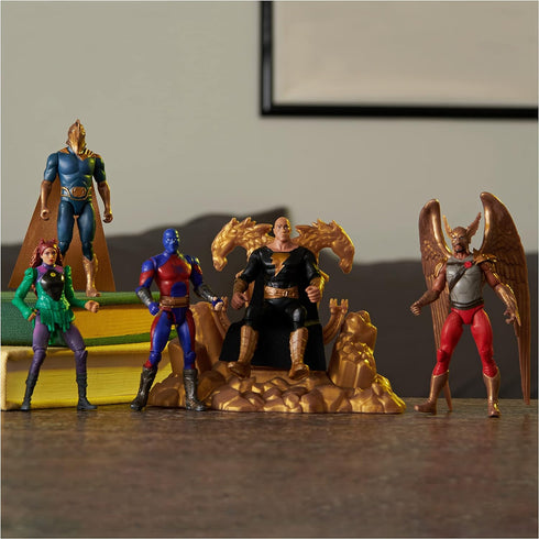 DC Comics, Black Adam and Justice Society Set, 4-inch Black Adam Toy Figures and Throne, Hawkman, Dr. Fate, Atom Smasher, Cyclone, Kids Toys for B...