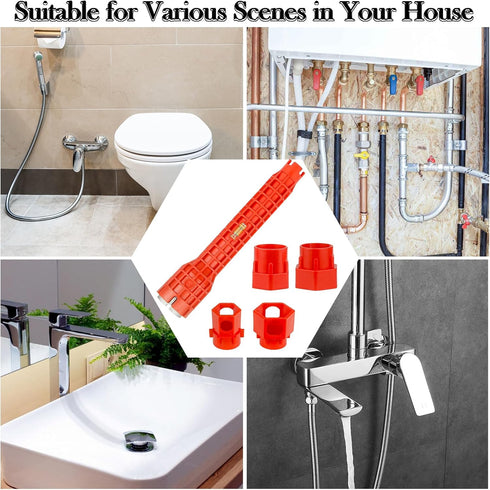 Faucet and Sink Installer Multi Tool, Basin Wrench, Multi-functional Wrench Plumbing Tool, 14 in 1 Faucet Wrench, Sink Wrench Plumbers for Pipe an...