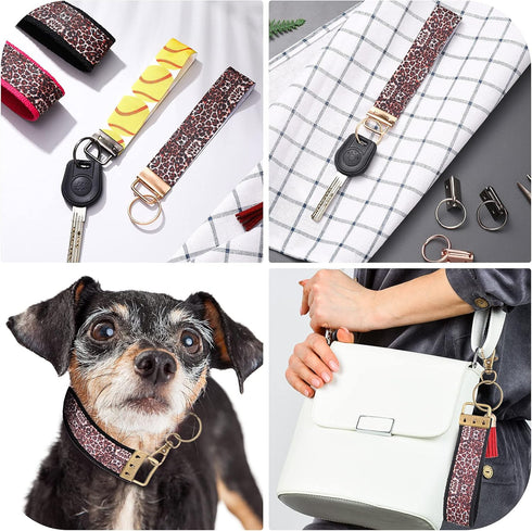 Furge 72 Pieces Key Fob Hardware Set Including 24 Wristlet with Keyring, Colorful Leather Keychain Tassel and Swivel Snap Hooks for Supplies, 6 Co...