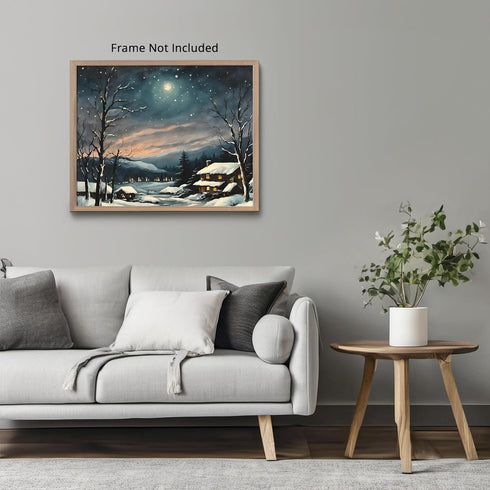 Posterizer 1 pcs-old farm house in snowy winter nature-in oil painting style-14-Landscape & Nature Art-GIft for Men Women Teens-Dining Room Decor-...