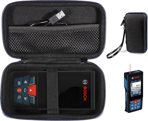 CaseSack Case for BOSCH GLM400CL Blaze Outdoor 400ft Bluetooth Connected Laser Measure (Black with blue zip)...